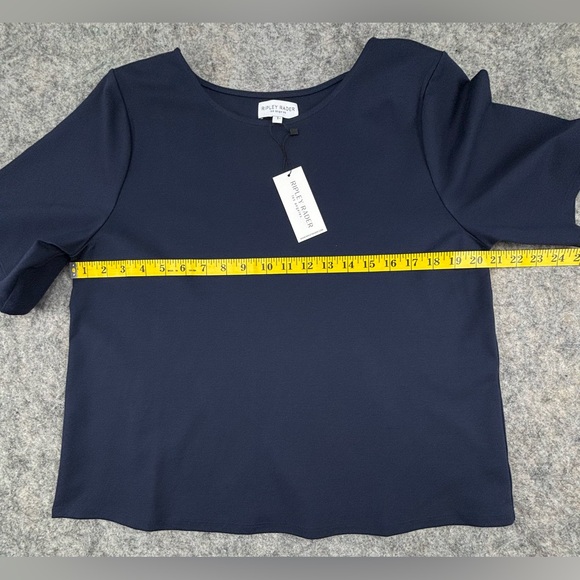 Ripley Rader | Ponte Knit Short Sleeve Top | Navy | Size XL (1+) - Picture 5 of 12